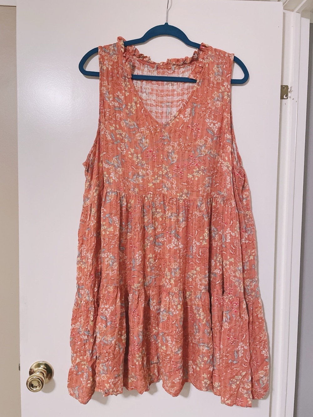 Wonderly Pink Mauve Floral Print Babydoll Blouse Size XXL